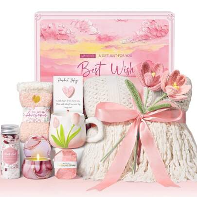 Spa Gift Basket For Women, Vanilla Scent, Christmas Gift, Birthday, Mother's Day, Anniversary Gift Set, Fragrant Gifts Of Sympathy And Comfort For Mom, Wife, Girlfriend, Friend, Grandmother, Teacher, Nurse