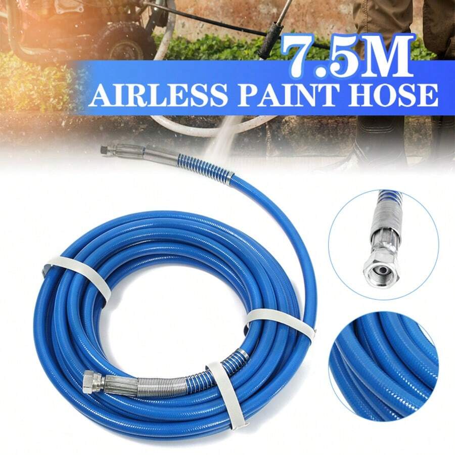 7.5m Airless Paint Spray Hose Tube Pipe 5000PSI Sprayer Fiber Tube For Sprayer Gun High Pressure Cleaner Pipe With Nozzle - Blue - View 1