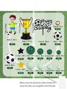 30PCS Football Cake Decorations, Football Player Figurines Decorations, Green Football Birthday Party Football Sports, World Cup European Cup Football Cake Decorations, Men's Birthday Cake Decorations, Christening Cake Decorations, Football Theme Cake Decorations(Do Not Touch The Cake Directly,Do Not Let The Ball Surface Touch The Cake, Use With A Tube Or Tray.) - Multicolor - View 7