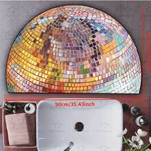 Colorful Disco Ball Pattern Semi-Circular Welcome Mat - Anti-Slip, Washable Door Mat For Bedroom, Living Room, Bathroom, Laundry Room - Ideal For Home Decor And Photo Props, Washable Area Mat - 1 cái - Xem 7