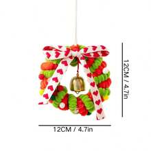 Adornos navideños: Corona de terciopelo con campana, decoración colgante para árbol de Navidad, ideal para fiestas navideñas en casas de campo. - Verde claro - Ver 7