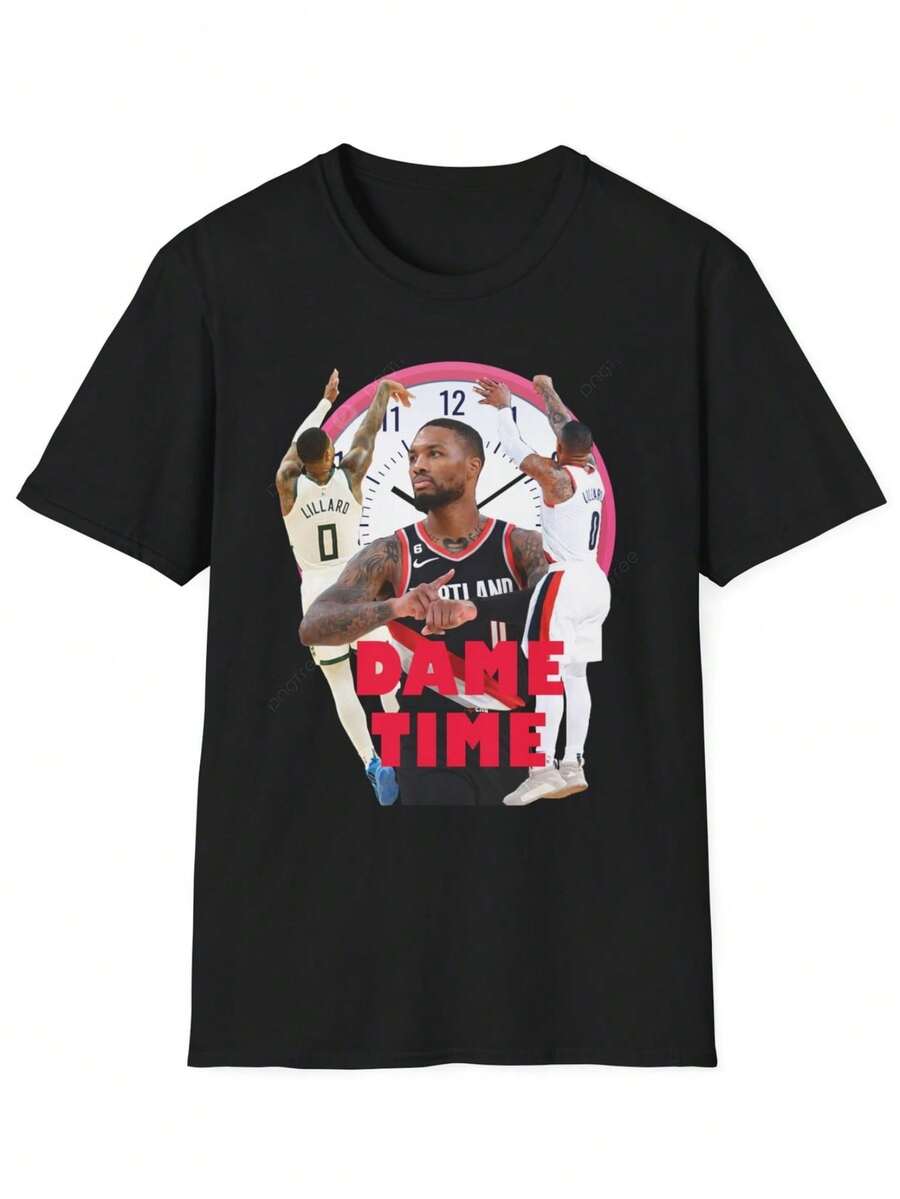Dame Time Basketball T-Shirt, Unisex Sports Tee, Gift For Fans, Basketball - Black - View 1