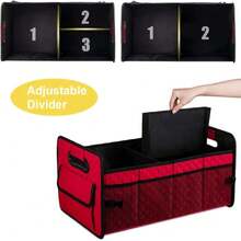 Car Trunk Organizers And Storage For SUV, Collapsible Multi Compartment Container Box Adjustable Car Accessories For Women Men, Red,29410721 - 紅色 - 查看 6