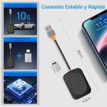 Adaptador Inalámbrico CarPlay, Android Auto Inalambrico, Actualización de Carplay por Cable a Inalámbrico, Bluetooth 5.0, Plug&Play, Conexión Automática, para Sistemas iOS y Android Auto - A - Ver 6