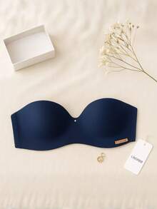 Women's Strapless Bra With Reinforced Support And Removable Straps - Navy Blue - View 1