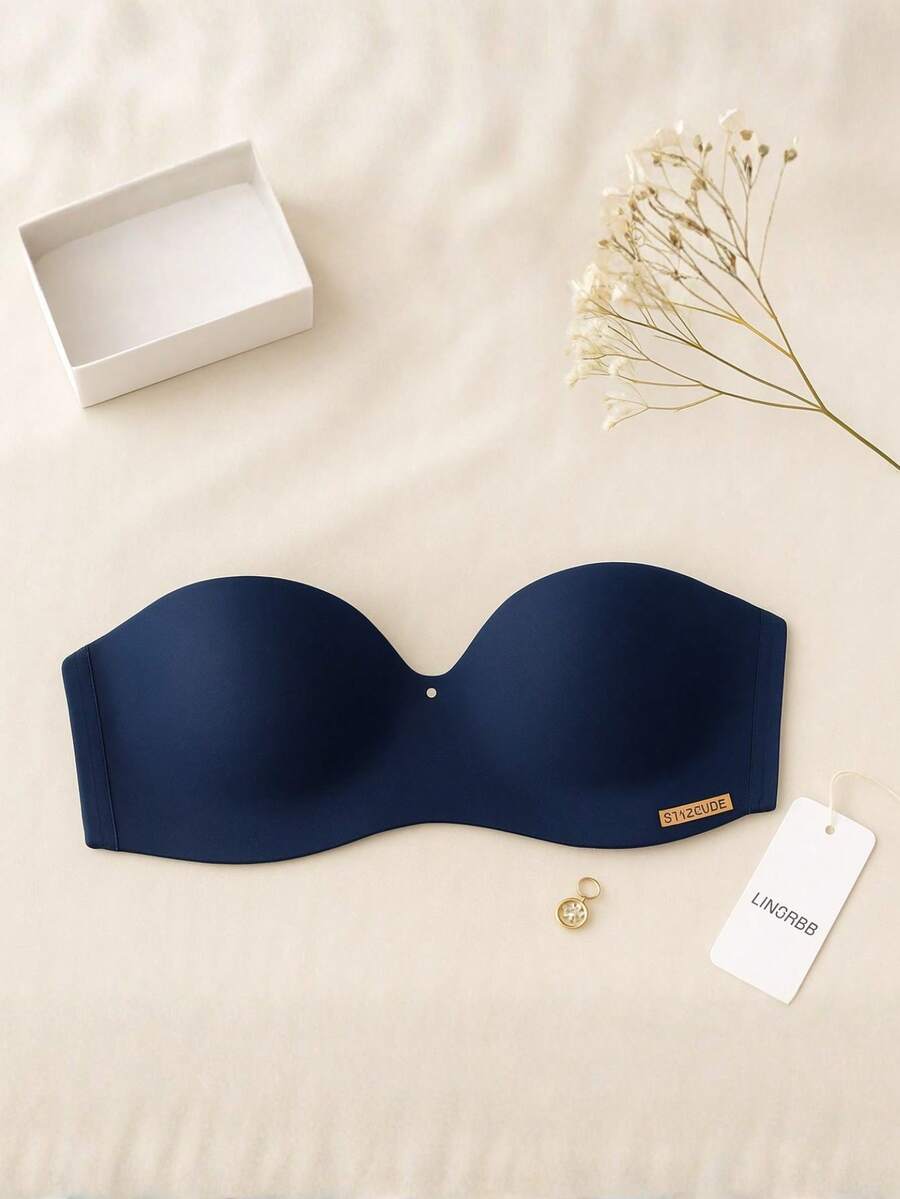 Women's Strapless Bra With Reinforced Support And Removable Straps - Navy Blue - View 1
