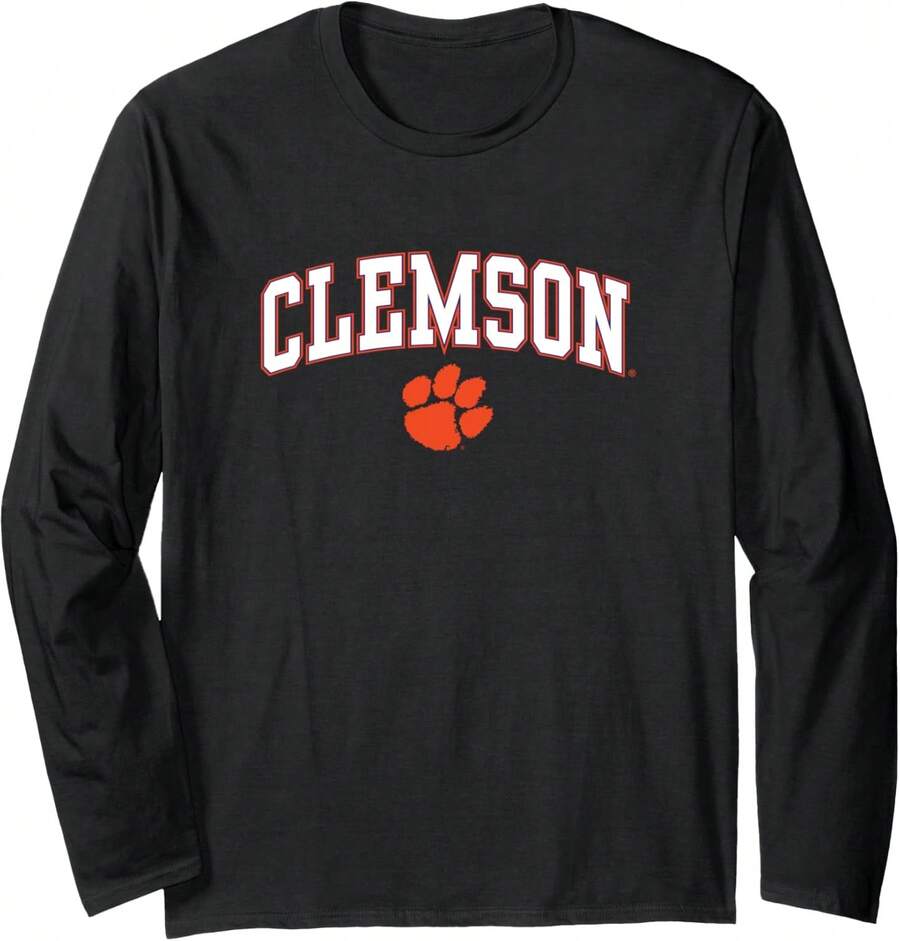 Clemson Tigers Arch Over Black Officially Licensed Long Sleeve T-Shirt - 黑色 - 查看 1