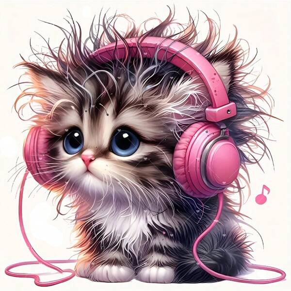 1/2/3pcs Music Listening Cat Heat Transfer Stickers, DTF Heat Press Decals For DIY T-Shirts, Bags, Jeans, Pillows, Hoodies - Precise Fit For Fabrics Of All Sizes, Easy Application For Beginners And Experts, Perfect For Holiday Crafts And Gifts