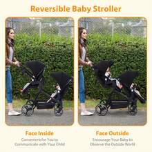 Cochecito Doble para Bebé y Niño Pequeño Plegable con Asiento Reversible Arnés de  5 Puntos Respaldo Ajustable y Sombrilla para Bebés y Niños Pequeños con Cesta de Almacenamiento - Negro - Ver 4
