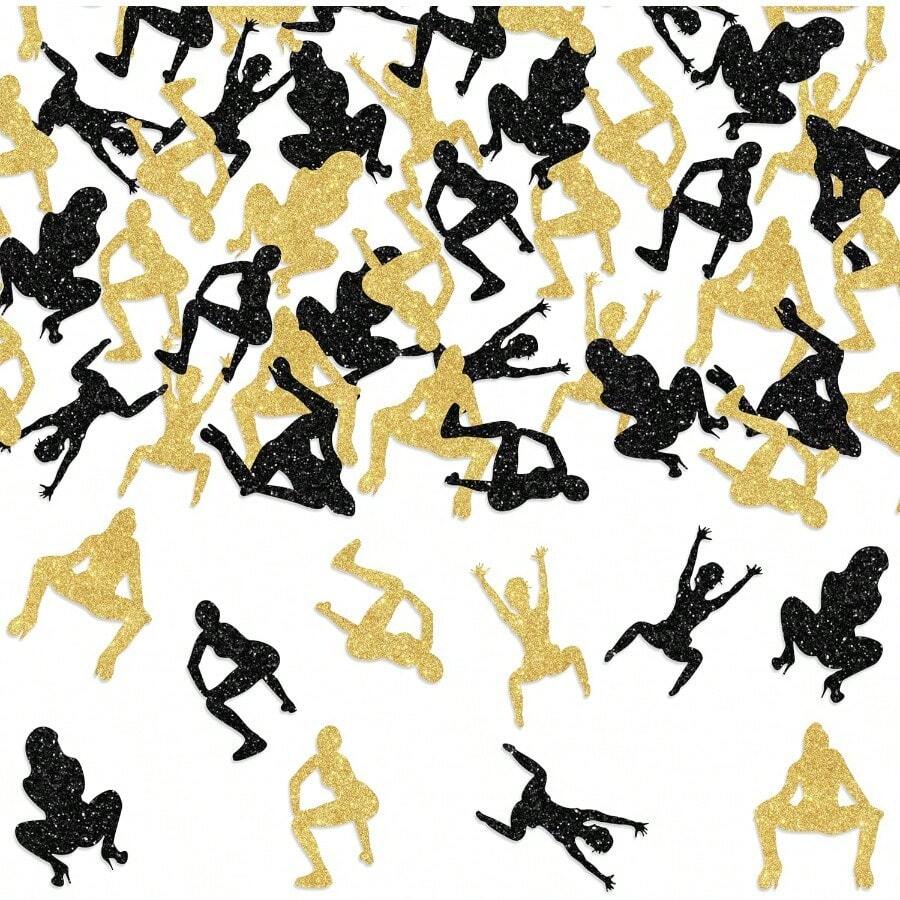 200PCS Bachelorette Party Confetti Twerk Confetti Funny Birthday Confetti For  Night Out Pole Dance Party Confetti Decoration Supplies - 黑金 - 查看 1