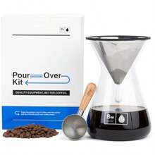 Pour Over Coffee Maker Set For Home Brewing Enthusiasts Includes Large Glass Carafe With 8-Cup Capacity 34oz 1000ml Reusable Dripper Filter And Precision Coffee Scoop Ideal For Specialty Coffee Preparation  Brewing And Daily Use In Kitchen Or Office Settings - PourOverKit - View 1