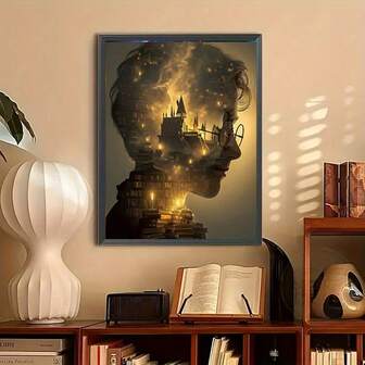 Kit de pintura de diamantes 5D, Castillo de película mágica y fantasía & Libro de varita mágica, Kit de pintura de diamantes 5D redondos con mosaico de piedras preciosas artificiales, Suministros de pintura para principiantes, Pintura de diamantes hecha a mano con gemas para decoración de pared del hogar y regalo