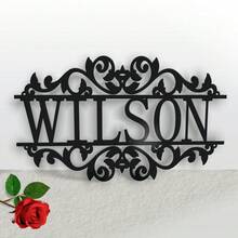 1pc Personalized Metal Name Plate/House Number Plate - Customized Outdoor Wall Letter Combination - Family Surname Plaque - Black - View 6