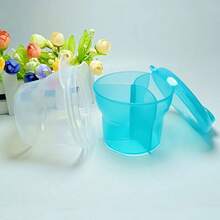 Rotating Double Layers 3-Grid Baby Milk Powder Container, Baby Formula Dispenser, Food Storage Box, Portable Travel Snack Box - 1 cái-xanh lá cây - Xem 4