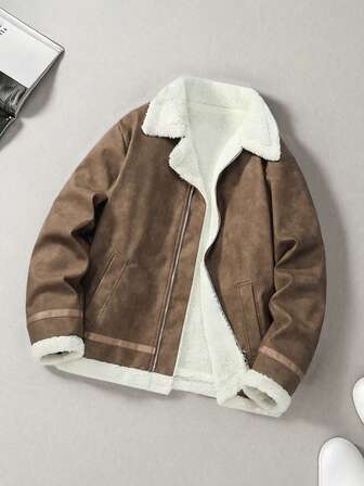 Chaqueta de cuero sintético para hombre para deportes al aire libre, abrigo casual con forro térmico, para otoño/invierno