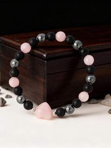 Matching Bracelet For Women Men Boyfriend Girlfriend Bff Gff Heart Couple Gifts Christmas Things Tigers Eye Rose Quartz Natural Stone Beads Jewelry