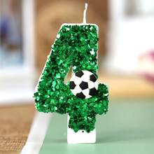 1pc Handmade 0-9 Number Candles, Green Football Birthday Candles, Adult Party Anniversary Celebration Decorative Candles - Green - View 11