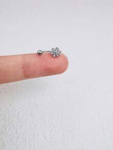 1件装18K镀金不锈钢花朵鼻环，轻盈低敏银色鼻钉耳环，鼻部穿孔饰品，唇环，耳骨夹，女士耳骨耳环 - 1Pc-8mm - 查看 10