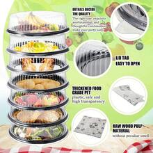 12 Pack Heavy Duty Repeatedly Plastic Serving Tray With Lid And 24 Pcs  Wax Paper Sheets Sets Large Party Platters With Clear Lids Stackable Round Food Serving Trays For Outdoor Picnics Indoor Catering Events Family Gatherings And Holiday Parties Ideal For Serving Dishes Snacks Desserts And Beverages Durable LeakResistant Easy To Clean Stackable Design Saves Space Perfect For Home Use And Commercial Kitchens - Black - View 3