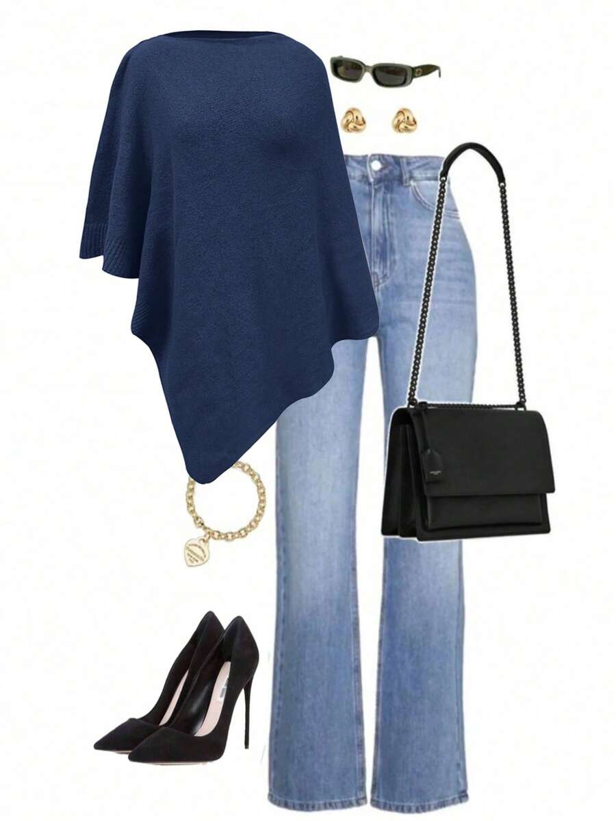 2025 Simple Comfortable Shawl Top, Elegant And Dignified, Spring/Autumn Fashion Elegant Loose Knit Shawl Top, Women, Loose Fit, Lightweight, Autumn, Casual Travel Beach Versatile Style