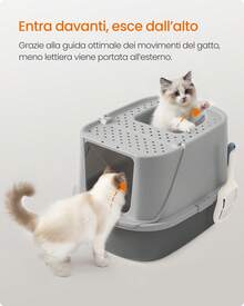 Feandrea Lettiera per Gatti XXL, Toilette per Gatti fino a 15 kg, con Coperchio, Paletta e Spazzola, Grigio Tortora e Grigio Ardesia - Grigio - Visualizzare 5