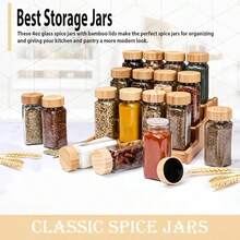 12/24pcs 4oz Spice Jars With Label And Grinder, Empty Square Spice Bottles With Shaker Lids, Metal Funnel, Seasoning Containers For Spice Rack, Drawer, Cabinet - 24pcs - 查看 8