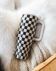 Hydro Jug Traveler Cherry, Western Cowboy, Black And White Checkered Patterns, Autumn Checkers Patterns Of Double Wall Insulated Stainless Stee With Straw 32oz/40oz Cup. Water Bottle.  Flip-Straw, 24 Hours Cold, Completely Leak-Proof. Suitable For Water, Iced Tea Or Coffee, Ice Drinks , Hot Drinks, Juice. Suitable For Camping, Work, Indoor Use. It Is Also Very Suitable To Be Given As A Gift. - 40盎司/1182毫升 - 查看 8