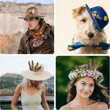 10Pcs Hat Feathers, Natural Feathers Peacock Feathers For Hats, Colorful Feathers Pin Cowboy Hat Feather For Western Cowboy Hats Christmas Party Hats, Feathers Accessories DIY Decorations (10 Style) - trắng - Xem 6