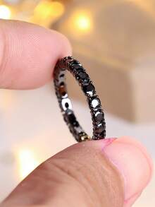 1 buah Cincin Pertunangan Gaya Bohemian dengan Batu Zirkonia Kubik Bertatahkan Warna Merah Muda, Hijau, atau Biru Muda - Perhiasan Pertunangan dan Pernikahan - Hitam - View 4