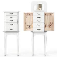 Jewelry Wood Cabinet Armoire Storage Box Chest St& Organizer Christmas Gift - White - View 10