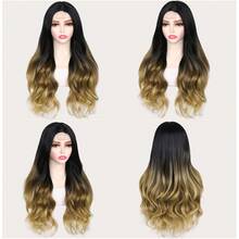 26 Zoll Braun Highlights Perücke für Frauen, lange Wellen 4x1 Spitze, natürliche Haaransatz, klebefrei für Anfänger, Mittelscheitel, synthetisch für Alltag, Weihnachten, Partys usw. - Verschiedenfarbig - Übersicht 6