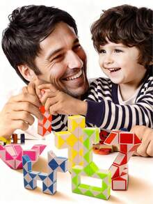 1pc Magic Snake Cube | Stress Relief Toy For Kids | Suitable For 4-8 Years Old Children, Travel Toy | Great Gift For Boys, Girls, Birthday, Holiday Parties - Multicolor - View 7