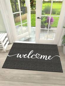 1pc 2800GSM Thick Chenille Welcome Mat, Non-Slip Durable Doormat For Home Entryway, Pet Friendly, Large Size Entrance Rug, Black Welcome Carpet, Home Decor, Washable, Suitable For Hallway, Living Room, Bedroom