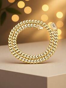 14K Gold-Plated Miami Cuban Link Necklace With Sparkling White CZ - Tarnish Resistant Gift For Him & Her (6-14mm, 16-30 Inch) - 金色 - 查看 5