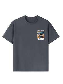 Tween Boy "Italian Brainrot-Tralalero Tralala" Graphic Round Neck Short Sleeve T-Shirt, Fashion Boys Summer Top - Dark Grey - View 9