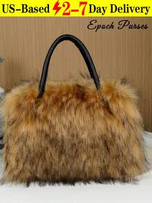 Women's Fuzzy Tote Bag Furry Shoulder Bag Large Plush Top Handle Purses Winter Women's Shoulder Handbags Fluffy Handbags Cute Soft Fluffy Purse Furry Bag Crossbody Bag With Shoulder Strap For Sending Friends Shopping, Dating, Thanksgiving Dinner Purse Shopping Working - Multicolor - View 3