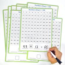 10 Pcs Dry Erase Math Hundred Board Card Double Sided Number 1-100 Chart Easy To Write Consecutive Number Counting Chart For Students Math Manipulatives, Home Classroom Supplies