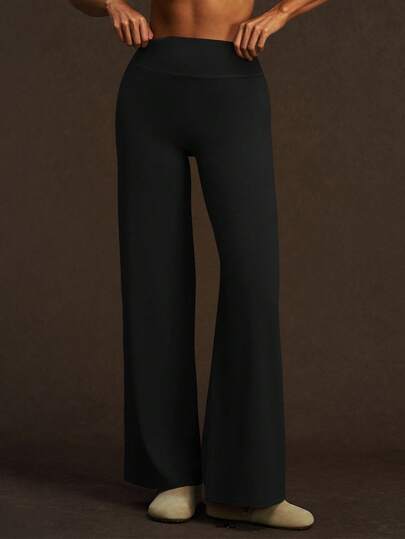 VVX Women's Wide Straight Leg Yoga Leggings, High Waist Casual Trousers For Sports Gym Workout Dailywear, Solid Color Ladies Sportswear For All Seasons Winter Pants