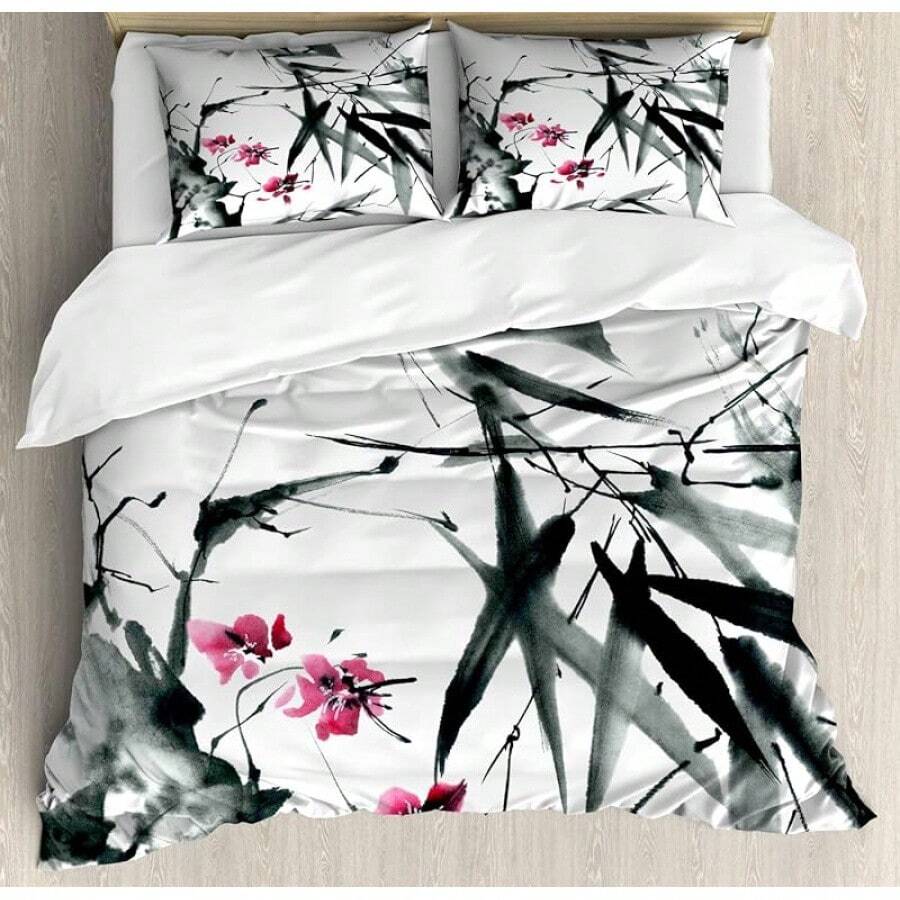 Winter Duvet Cover Set, Merry Theme Delicate Snowflakes, Vintage Holiday Pattern, 3 Piece Bedding Set With 2 Pillow Shams, Size, Teal White - Dark Green and Fuchsia - View 1