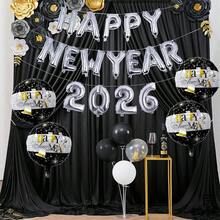 2026 Happy New Year Silver Balloons - 18 Inch Round New Year Balloons | 2026 New Year Celebration Decorations New Year Party Supplies New York Decor 2026 Silver Number Balloons, Happy New Year - Multicolor - View 7
