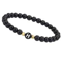 1pc 6mm Black Letter B Elastic Casual Minimalist Women Beaded Bracelet - Golden B2442 - View 20