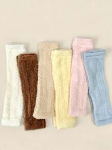 1/6双装婴儿幼儿加厚双面抓绒保暖腿套，秋冬季 - 彩色 - 查看 5