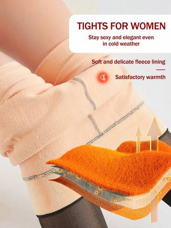 New Arrival 200g High Waist Fleece Lined Thick Tights For Women, Warm Tights For Autumn & Winter, Outside Wear,