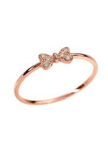 BALMORA 1 pieza Anillo de lazo con micro-circonita incrustada de plata de ley 925, lindo y versátil, adecuado para el uso diario y atuendos de fiesta de las mujeres, hace un gran regalo - Oro rosa - Ver 6