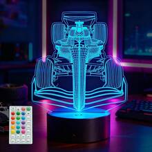 Regalo de coche de carreras para niño, luz de una noche con control remoto, cambio de 16 colores, temporizador, modo de parpadeo RGB y regulable, merchandising de coche de carreras para niños - Color 8 - Ver 24
