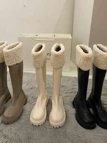 hanxiangyuzu Women's New Korean Style Tall Boots, Furry Snow Boots, High Shaft Boots, Boots, Winter