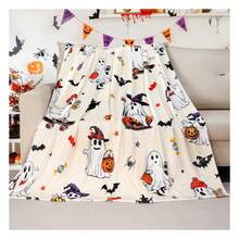 Halloween Throw Blanket Cute Ghost Throw Blanket Halloween Bat Fleece Blankets Soft Warm Cozy Blanket Decorative Plush Throws Blankets For Couch Sofa Bed 50" X 60" Luxuriously Soft, Perfectly Warm,Your Cozy Companion,Your Sofa's Best Friend - Nhiều màu - Xem 3