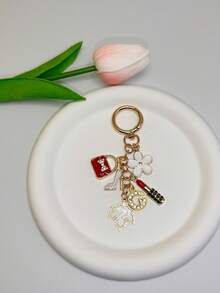 Fashion Light Luxury Style Metal Keychain Creative Women's Clothing Accessories High Heels Lipstick Flower Bag Pendant Exquisite Diamond Inlaid Multi-Element Pendant Personalized Versatile Bag Decoration Gift Fashion Hipster Must-Have Fashion Versatile Women's Bag Accessories Light Luxury Style Bag Charm Accessories Valentine's Day Bag Pendant Valentine's Day Gift Thanksgiving Gift Bridal Souvenir - Multicolor - View 8