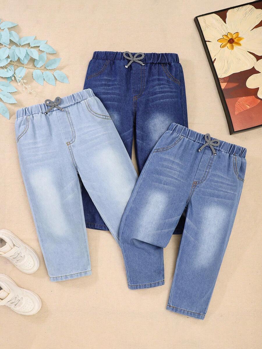 3条装男童百搭水洗休闲牛仔裤，适合春秋冬季穿着 - 彩色 - 查看 1