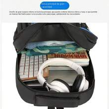 Mochila de hombre resistente con diferentes colores,con 3 compartimentos,cierres dobles,cinta acolchonadas y cinta ajustable - Negro - Ver 4